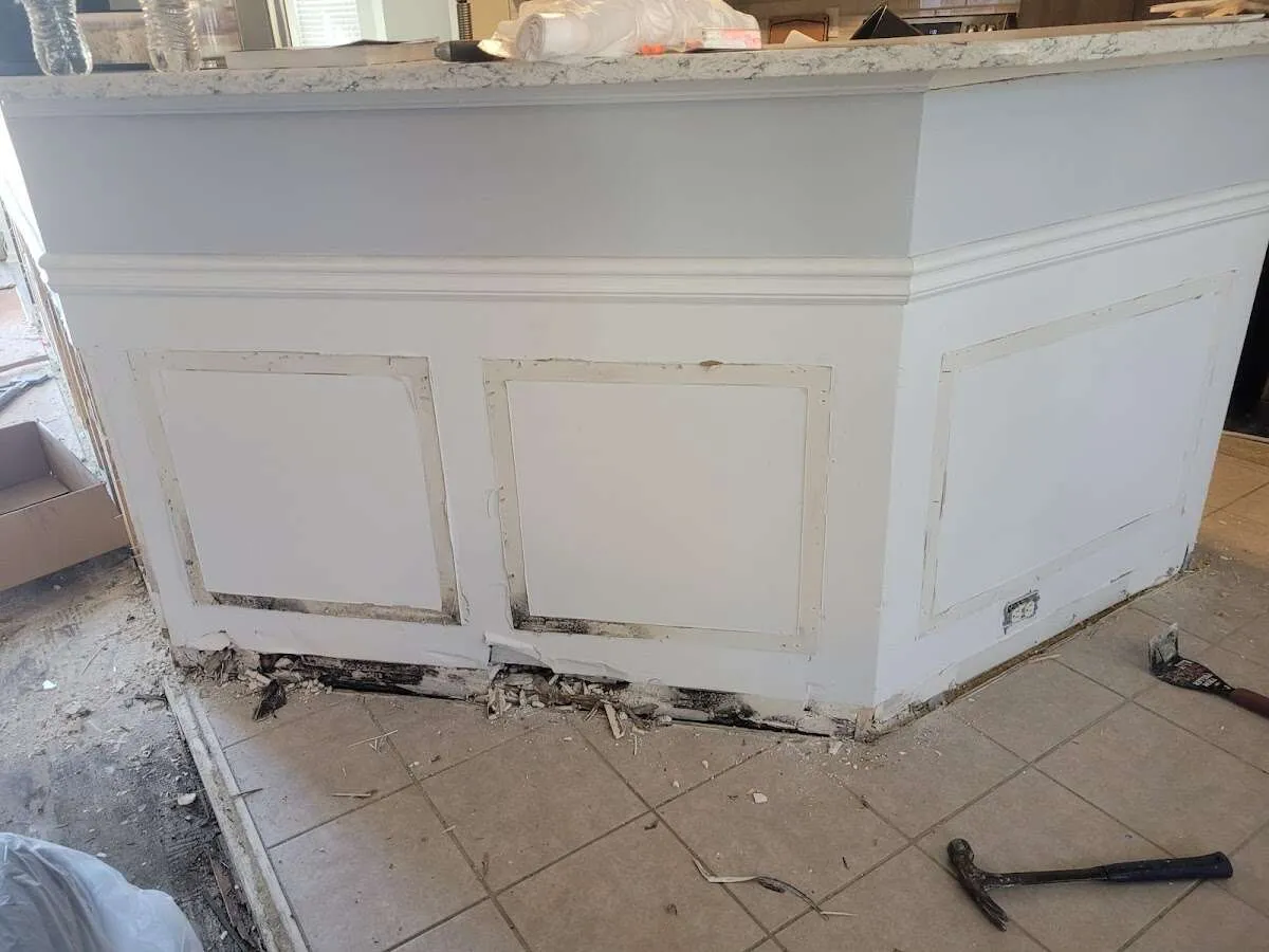 Water damage and mold on kitchen during Storm Damage Restoration in Neenah